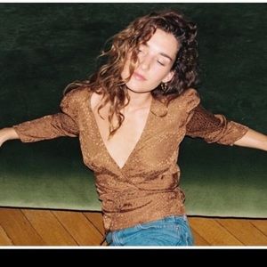 SOLD - Rouje Wrap top, NWOT, golden